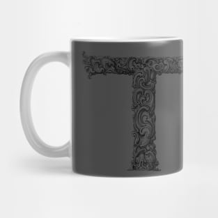 Vintage Initial Letter Lettering Alphabet T Mug